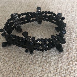 Black beaded stretch bracelet